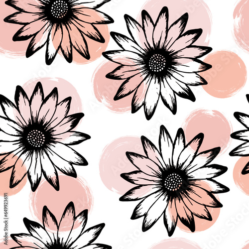 African daisy pretty vector repeat rapport. Sunflower blossom over