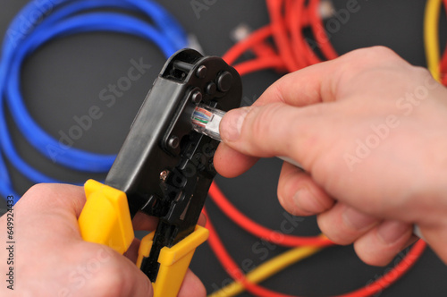 internet or telephone line cables and crimper