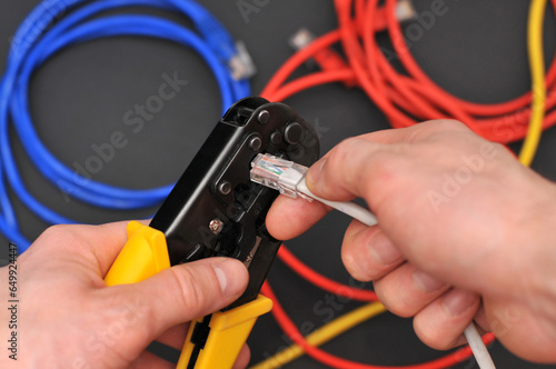 internet or telephone line cables and crimper