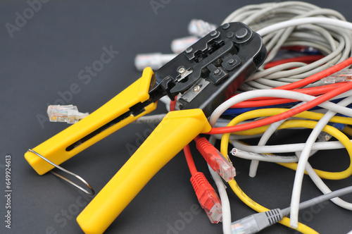 internet or telephone line cables and crimper