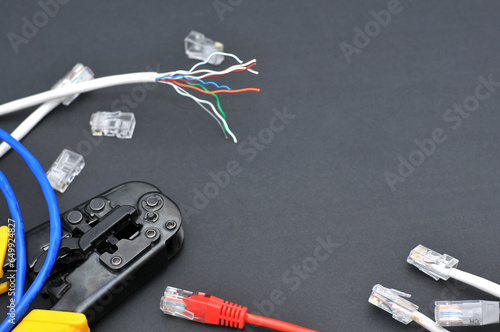 internet or telephone line cables and crimper.