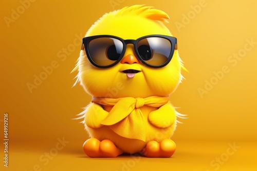 Cute cartoon yellow chick. Mascot chicken. Generate Ai