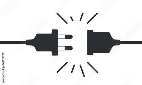 Electric plug and socket unplugged. Vector