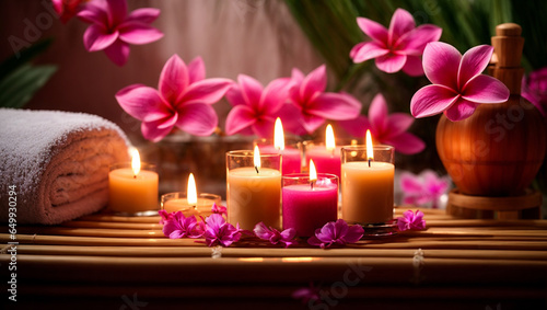 Candles  towel  flower  spa salon concept