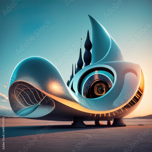 Futuristic building museum organy shape structure architecture environment illustration photo