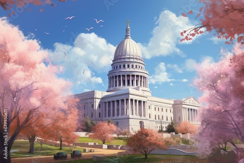 State Capitol of Madison, Wisconsin. Generative AI photo