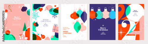 Set of Christmas and New Year 2024 greeting cards. Vector illustration concepts for graphic and web design, social media banner, marketing material.