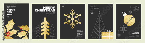 Merry Christmas and Happy New Year greeting cards. Vector illustration concepts for background, greeting card, party invitation card, website banner, social media banner, marketing material.