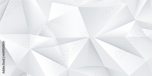 White and abstract with no seams, minimum polygonal detail. Landscape design using elegant contemporary geometric triangles and polygons. Soft and subtle low-poly light-grey tech background mockup. 
