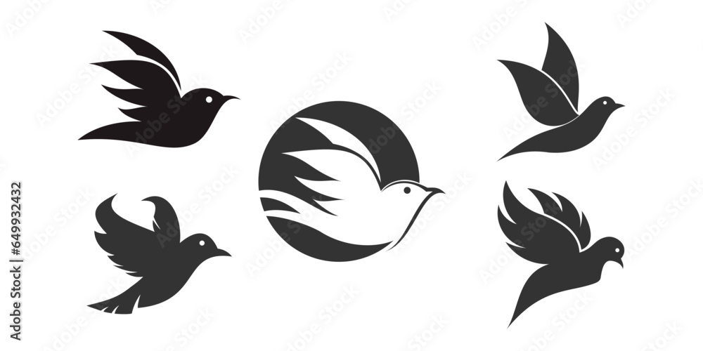 Fototapeta premium Set flying bird logo design with creative concept Premium Vector