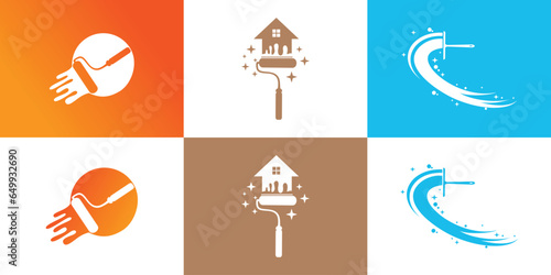 Set clean logo design with unique style concept Premium Vector