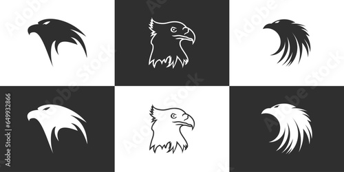 Fototapeta Naklejka Na Ścianę i Meble -  Set head eagle logo design with unique concept Premium Vector