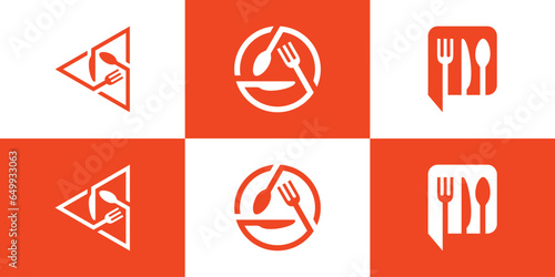 Set food logo design with creative style concept Premium Vector