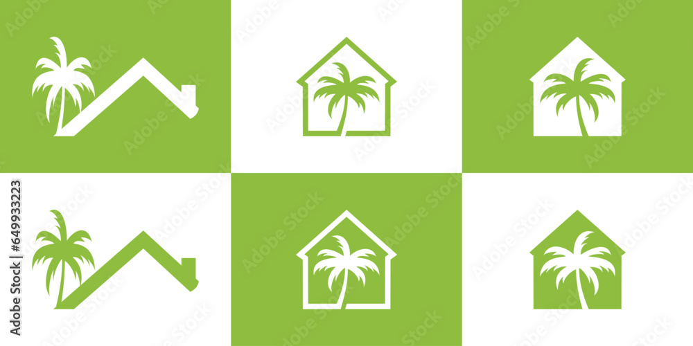 Obraz premium Set palm logo design with creative concept Premium Vector