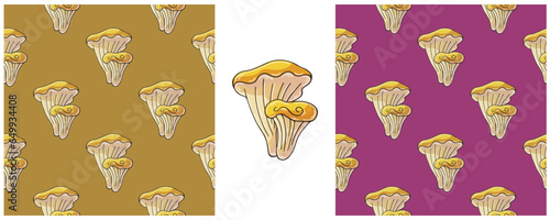 Illustration in hand draw style. Set Seamless pattern and print. Can be used for fabric, packaging, wrapping paper and etc