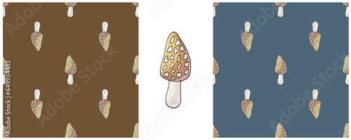 Illustration in hand draw style. Set Seamless pattern and print. Can be used for fabric, packaging, wrapping paper and etc