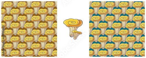 Illustration in hand draw style. Set Seamless pattern and print. Can be used for fabric, packaging, wrapping paper and etc