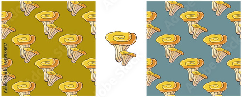 Illustration in hand draw style. Set Seamless pattern and print. Can be used for fabric, packaging, wrapping paper and etc