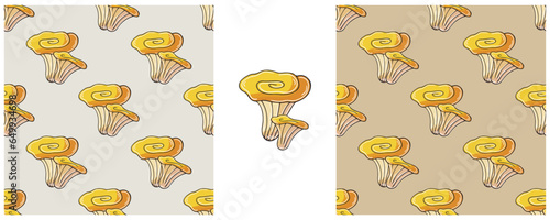 Illustration in hand draw style. Set Seamless pattern and print. Can be used for fabric, packaging, wrapping paper and etc