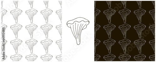 Monochrome Illustration in hand draw style. Set Seamless pattern and print. Can be used for fabric, packaging, wrapping paper and etc