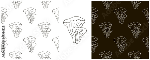 Monochrome Illustration in hand draw style. Set Seamless pattern and print. Can be used for fabric, packaging, wrapping paper and etc