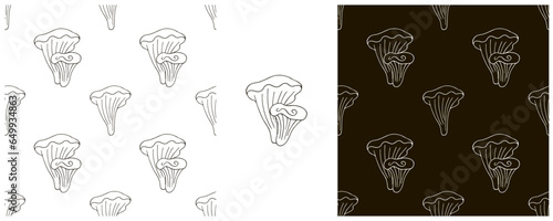 Monochrome Illustration in hand draw style. Set Seamless pattern and print. Can be used for fabric, packaging, wrapping paper and etc