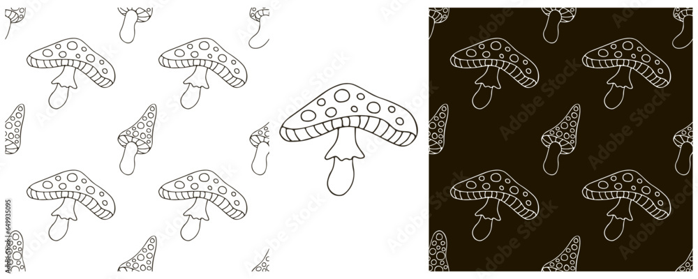 Monochrome Illustration in hand draw style. Set Seamless pattern and print. Can be used for fabric, packaging, wrapping paper and etc Monochrome Illustration in hand draw style. Set Seamless pattern and print. Can be used for fabric, packaging, wrapping paper and etc