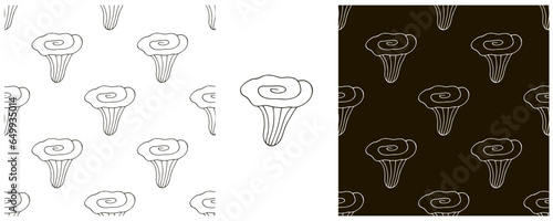 Monochrome Illustration in hand draw style. Set Seamless pattern and print. Can be used for fabric, packaging, wrapping paper and etc