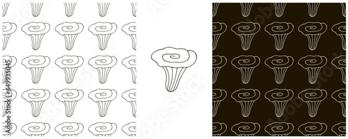 Monochrome Illustration in hand draw style. Set Seamless pattern and print. Can be used for fabric, packaging, wrapping paper and etc