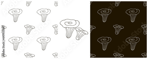 Monochrome Illustration in hand draw style. Set Seamless pattern and print. Can be used for fabric, packaging, wrapping paper and etc