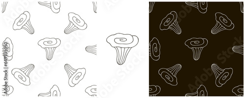 Monochrome Illustration in hand draw style. Set Seamless pattern and print. Can be used for fabric, packaging, wrapping paper and etc