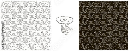 Monochrome Illustration in hand draw style. Set Seamless pattern and print. Can be used for fabric, packaging, wrapping paper and etc