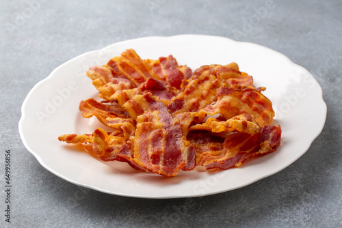 Delicious fried bacon serve...