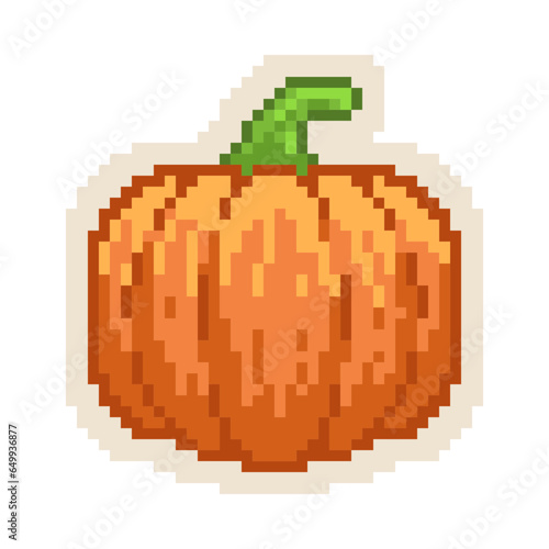 Pumpkin Pixel Icon Halloween Vector