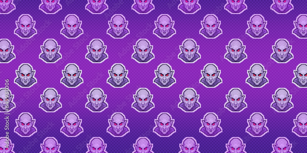 Vampire Pattern Pixel Halloween Illustration Vampire Pattern Pixel Halloween Illustration