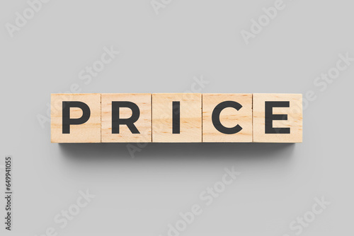Price wooden cubes on grey background