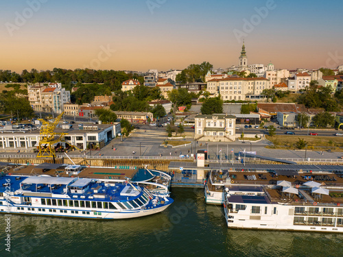 Beautiful view of the historical center of Belgrade on the banks of the Sava River, Serbia
