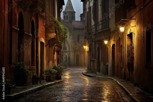 Captivating street in Ferrara, Italy. Generative AI © Darian