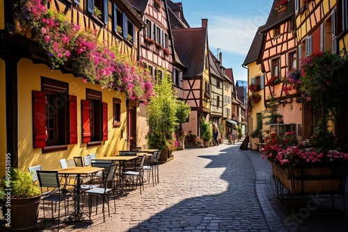 Historic district in Colmar, a picturesque town in Alsace, France. Generative AI
