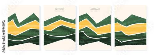 Abstract agriculture field or farm card background. Vineyard valley collage pattern, spring countryside landscape, ecology poster template. Summer backdrop, organic design, eco green flyer layout
