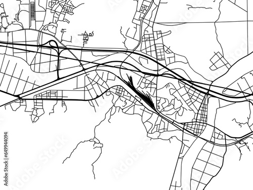 Vector road map of the city of  Gimcheon in the South Korea with black roads on a white background. photo