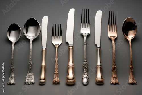 Polished Dining utensils. Table food dish. Generate Ai