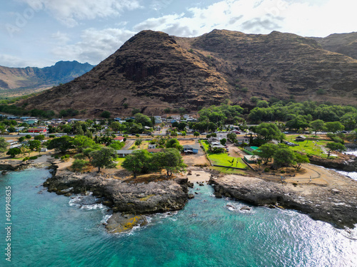 The West Coasy of hawaii showing the Rugged Coast and a Small Town photo