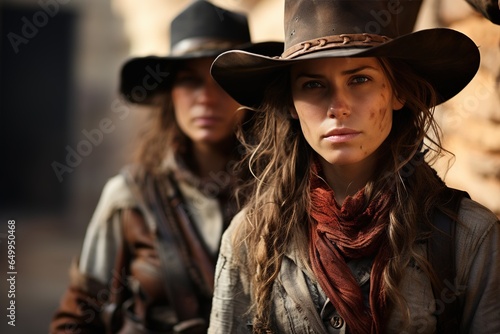 Wild West girls, westerns, outlaws and bandits, sheriffs, robbers and lawmen, stylization and glamour, authenticity of Texas fierce look of self-confidence .