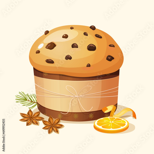 Vector panettone illustration with decoration
