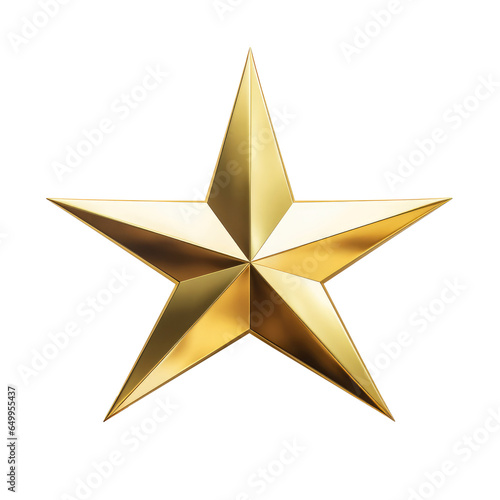 Gold star isolated on transparent background. Generative ai.