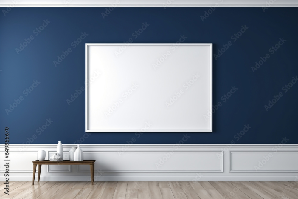 Frame mockup in minimal design room. Photo frame mockup. Blank painting frame for product display Frame mockup in minimal design room. Photo frame mockup. Blank painting frame for product display
