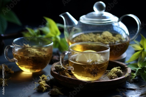 Tangy Dry bergamot tea. Aromatic fresh drink. Generate Ai