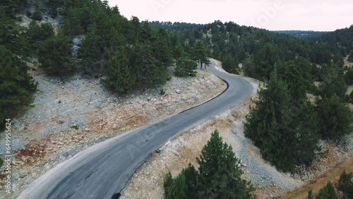 Road trip by car along the mountain roads and serpentines of Turkey. photo