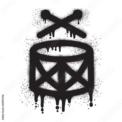 Drum graffiti with black spray paint